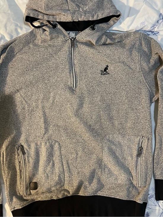 Kangol Other - Kangol Vintage Style Heather Gray Quarter 1/4 Zip Hoodie Embroidered Logo Men L